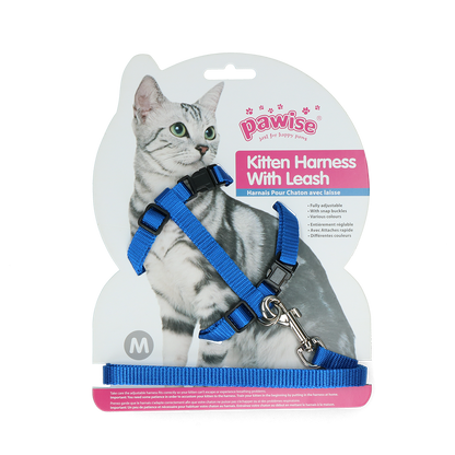 Pawise Kitten Harness With Leash Red/Blue M