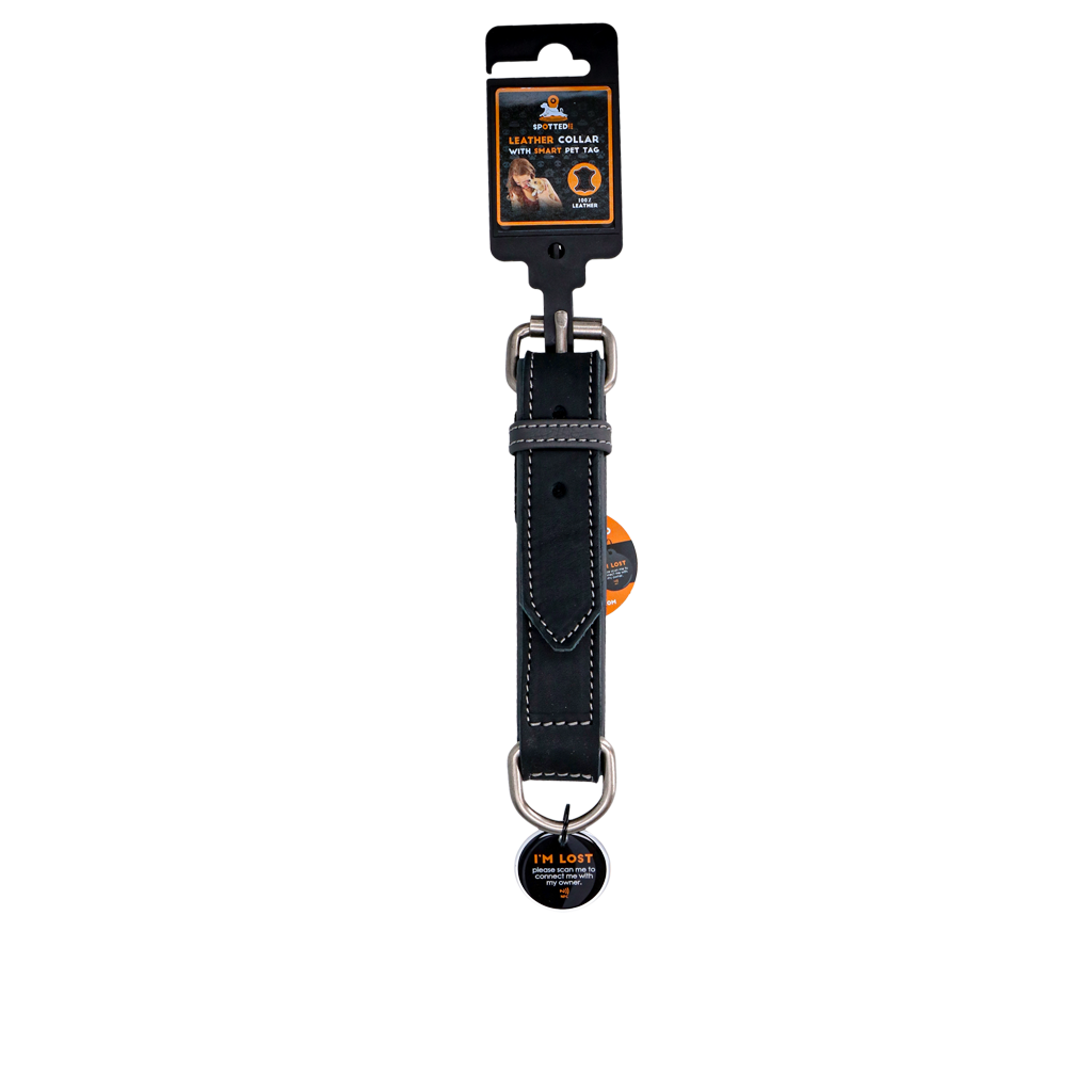 Spotted! Pro Leather Collar Black 3 x 65 cm
