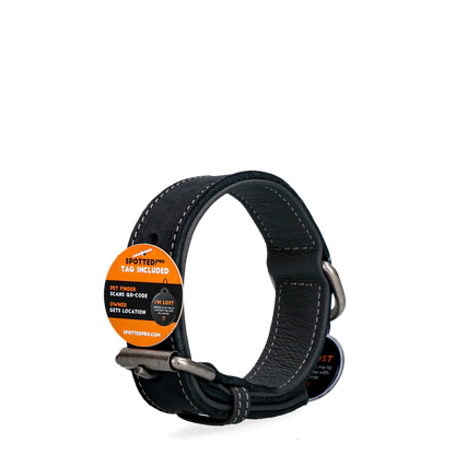 Spotted! Pro Leather Collar Black 3 x 55 cm