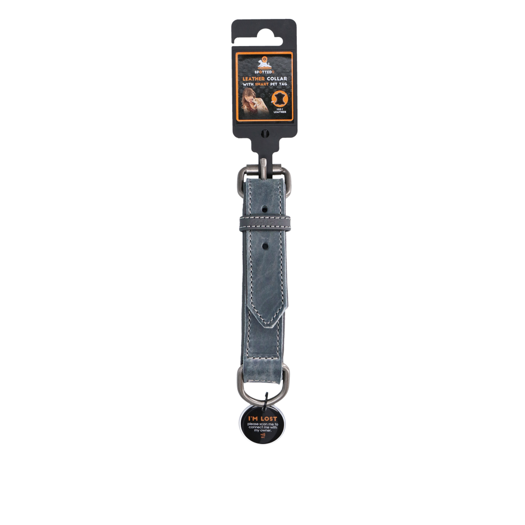 Spotted! Pro Leather Collar Grey 2.5 x 45 cm