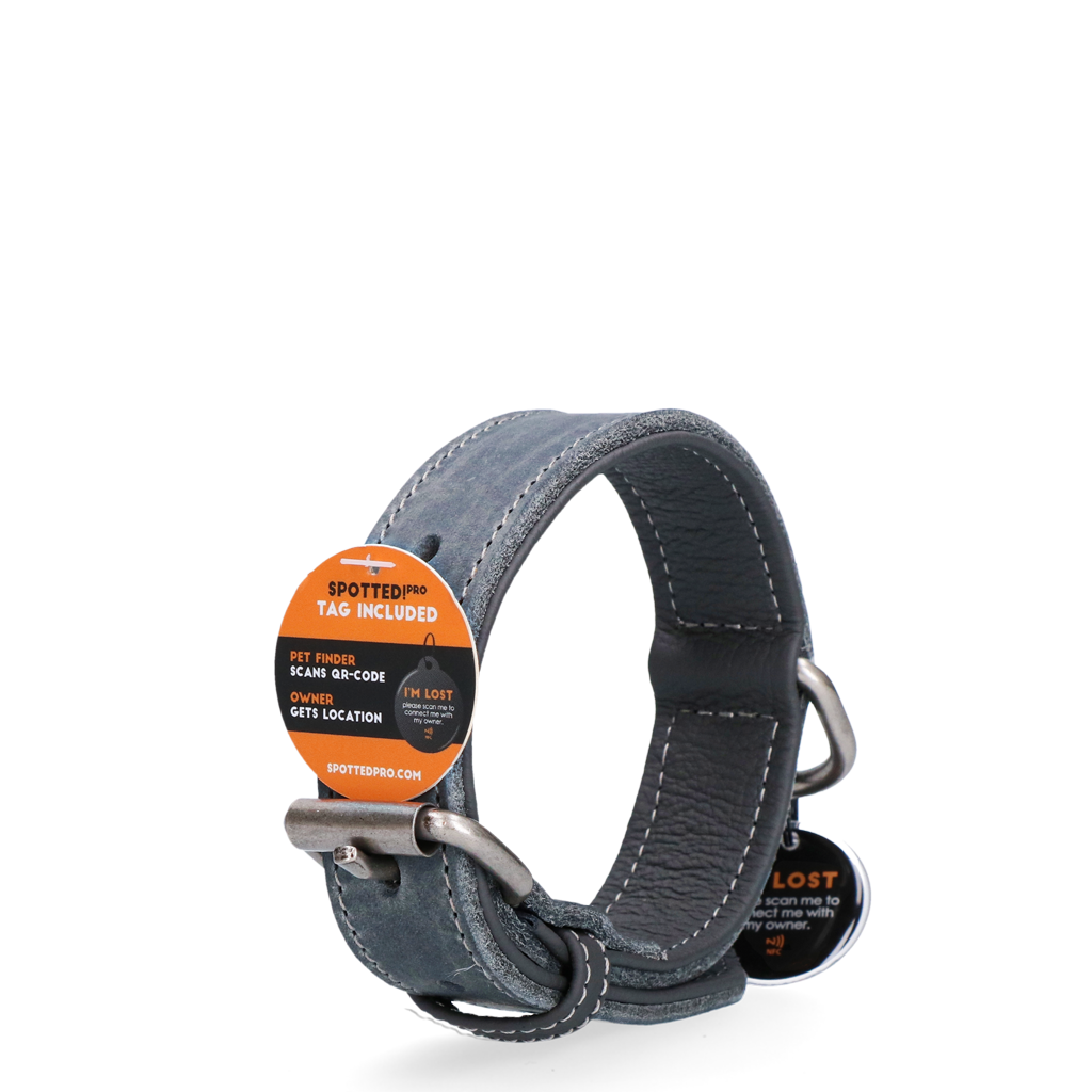 Spotted! Pro Leather Collar Grey 3 x 60 cm