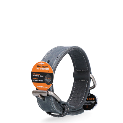 Spotted! Pro Leather Collar Grey 2.5 x 50 cm