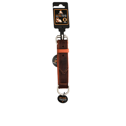 Spotted! Pro Leather Collar Brown 2.5 x 50 cm