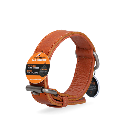 Spotted! Pro Leather Collar Cognac 2.5 x 45 cm