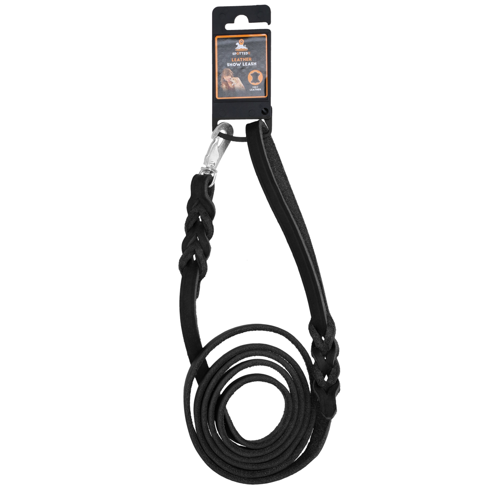 Spotted! Pro Leather Show Leash Black 1.8 x 180 cm (Clip Hook)