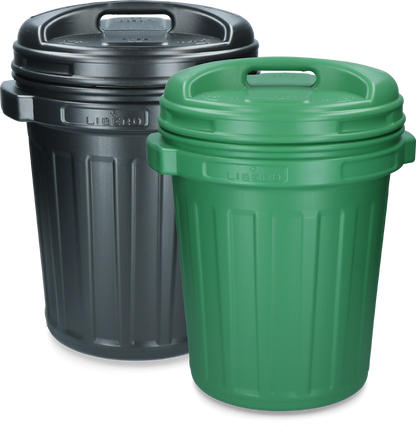 Storage Bucket with lid Black 40 litres Green