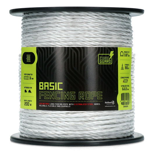 ZoneGuard 6 mm Basic kerítéskötél fehér 200 m