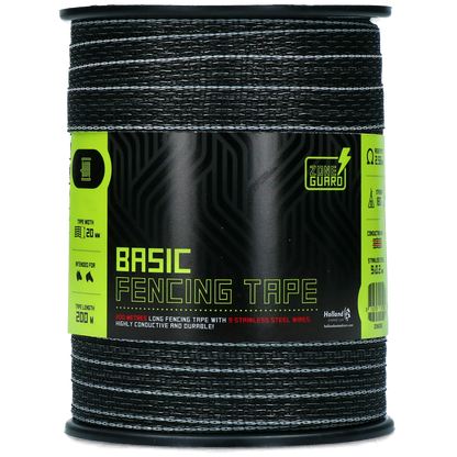 ZoneGuard 20 mm Basic fencing tape black 200 m