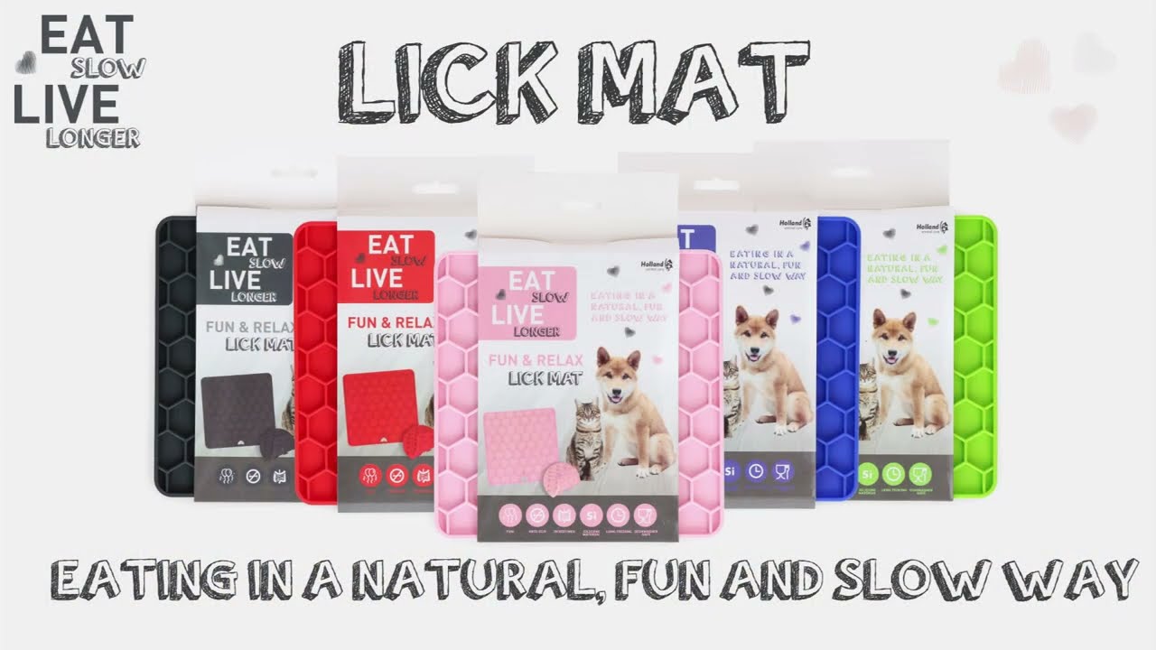 Eat Slow Live Longer Lick Mat Honeycomb Red